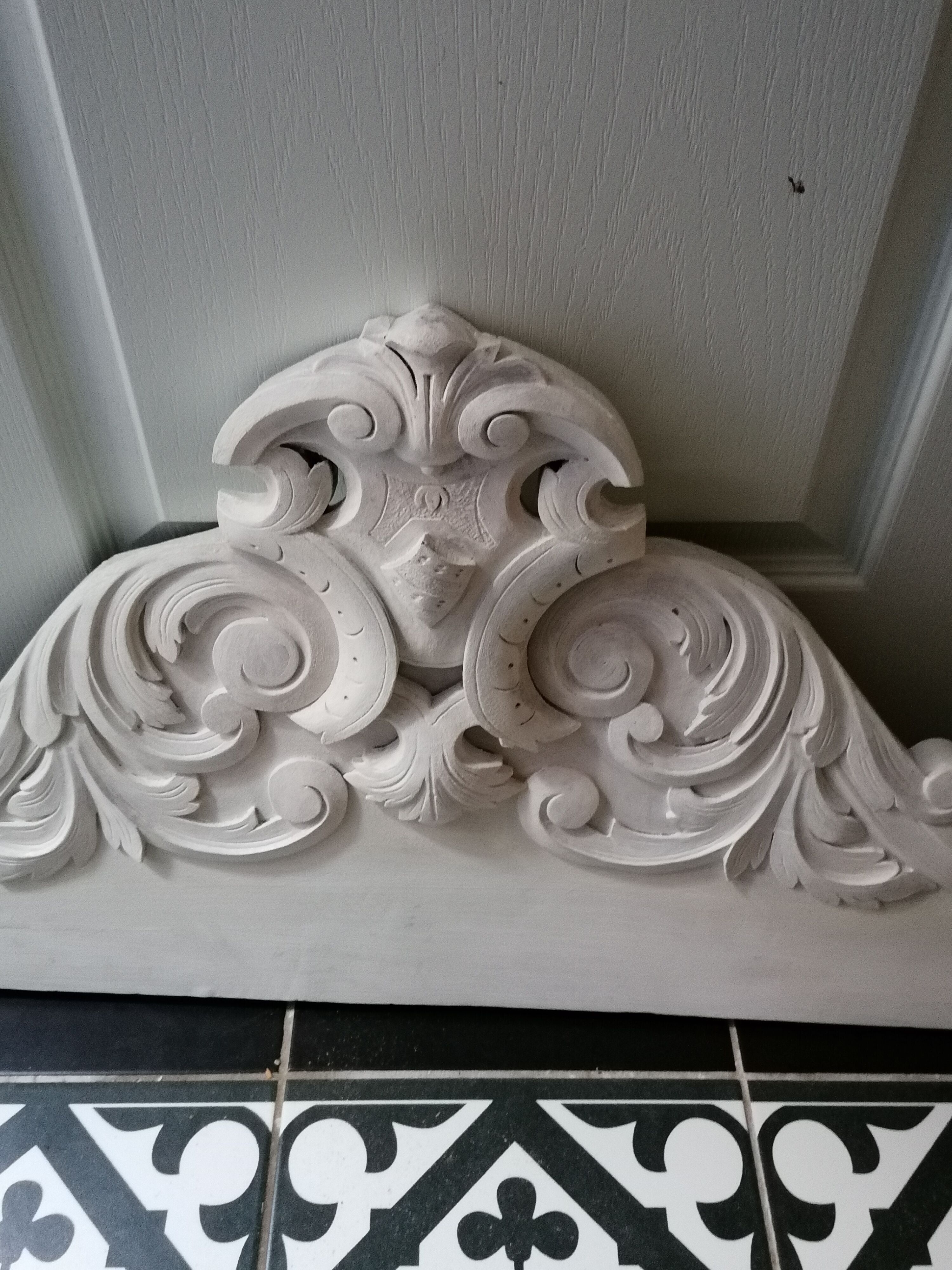 Painted wooden pediment