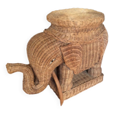 Wicker elephant side table