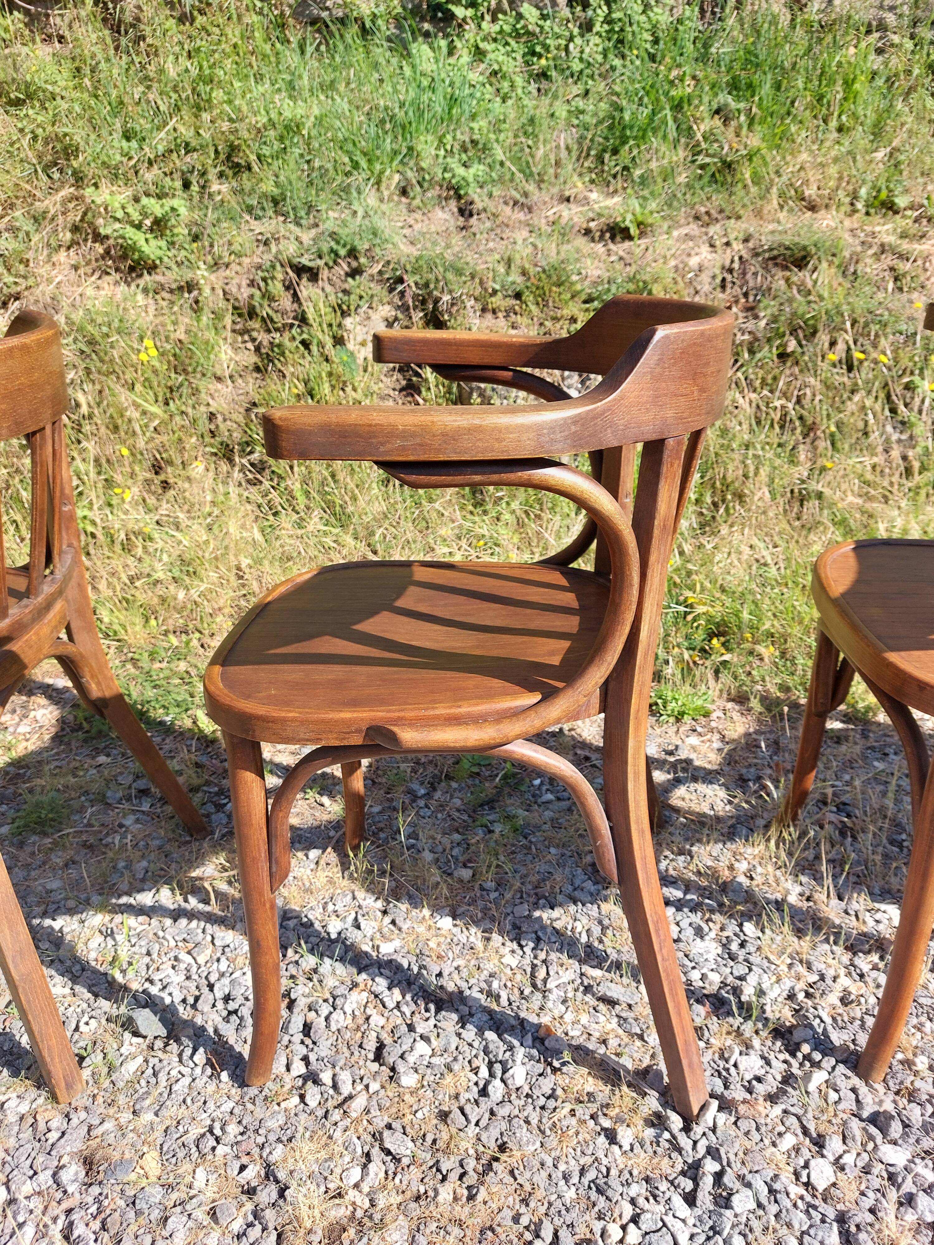 4 fauteuils Baumann en bois courbé