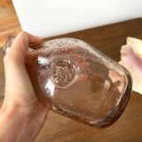 Pink bubbled glass decanter Biot vintage 60s