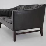 1970s danish 2-seater sofa in dark brown leather