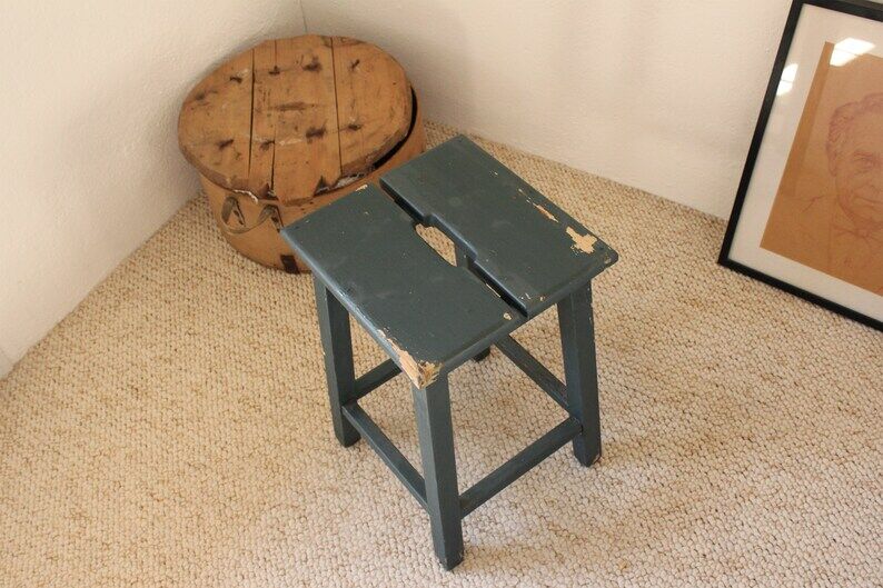 Antique French wooden stool