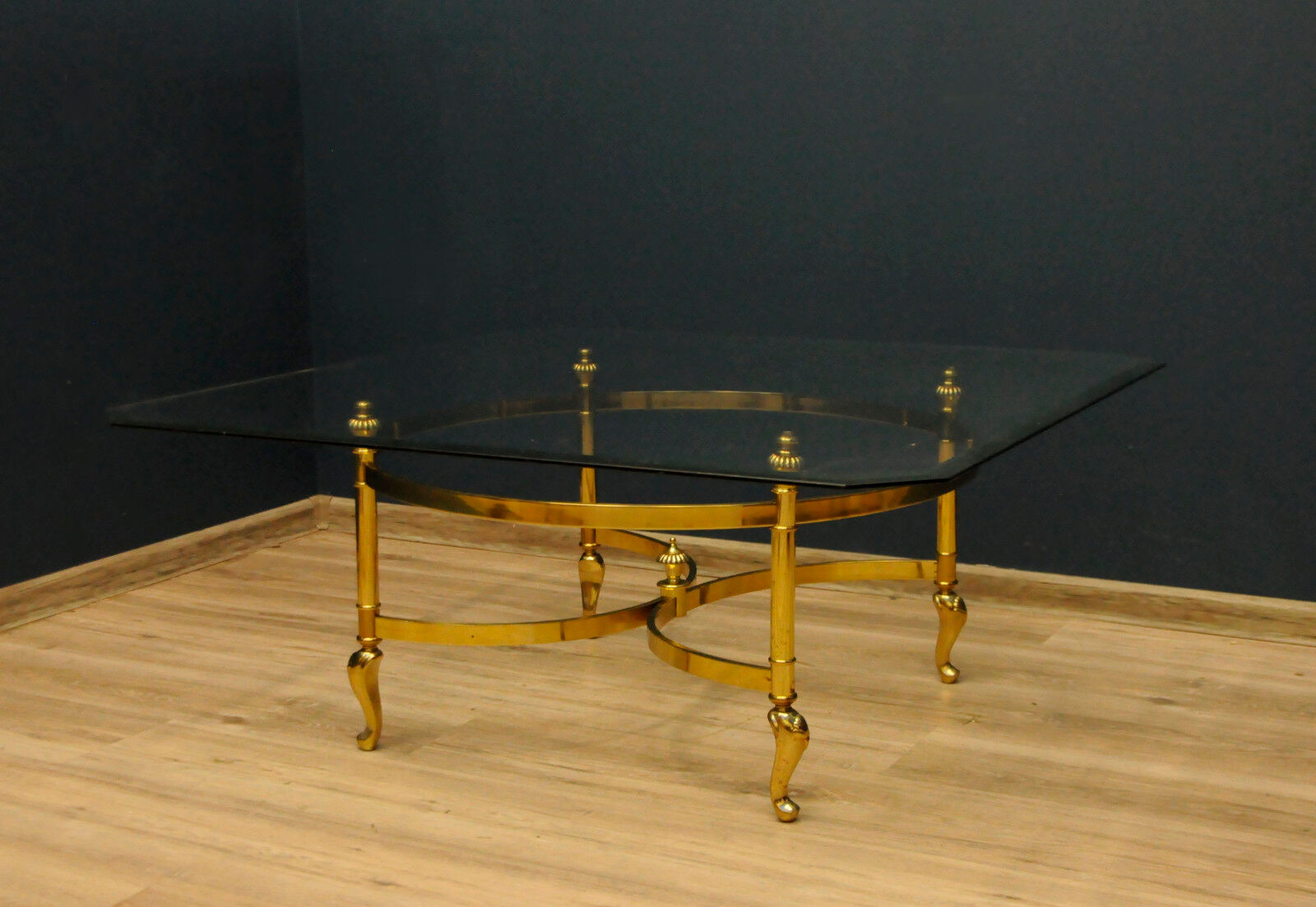 Glass coffee table and gilding Hollywood Regency
