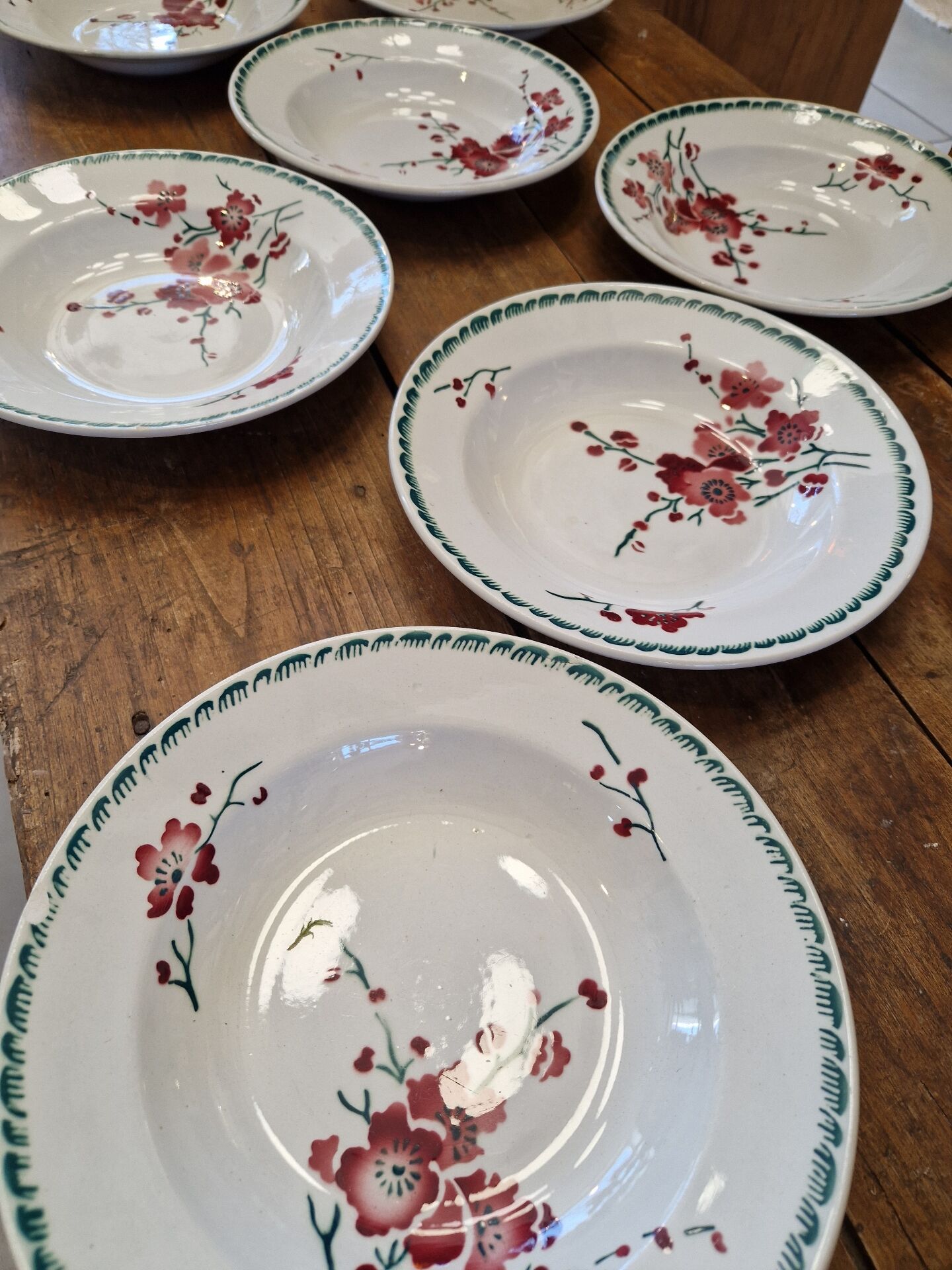 Set of 8 Deep Plates Cherry Blossom Badonviller