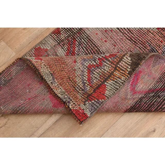 1970s Turkish Oushak Handmade Wool Cotton Orange Runner Rug 78x355