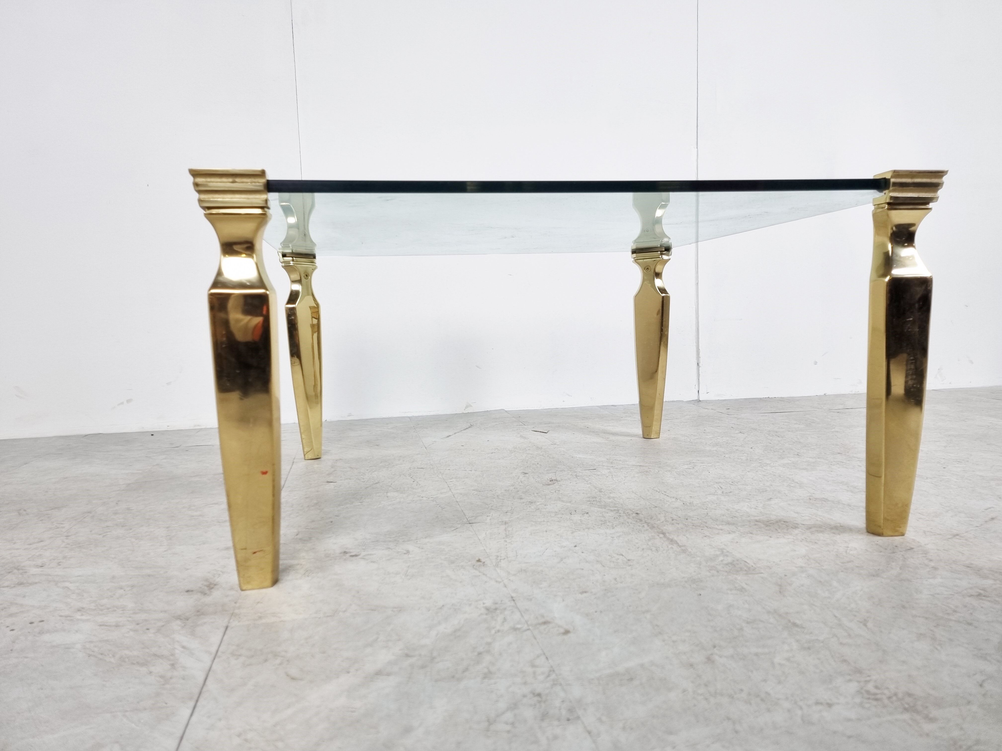 Brass and glass coffee table, 1970s