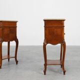 Pair Louis XV‑Style Nightstands with Marble Tops, France ca. 1900