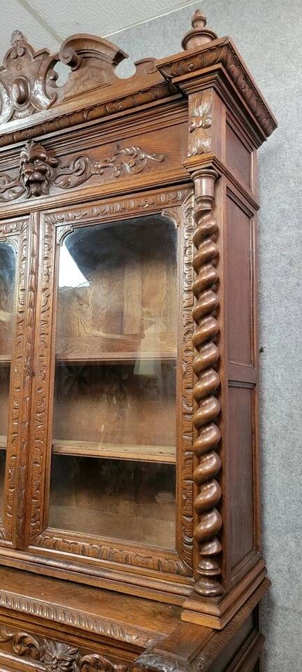 Renaissance style hunting lodge sideboard-library in solid oak