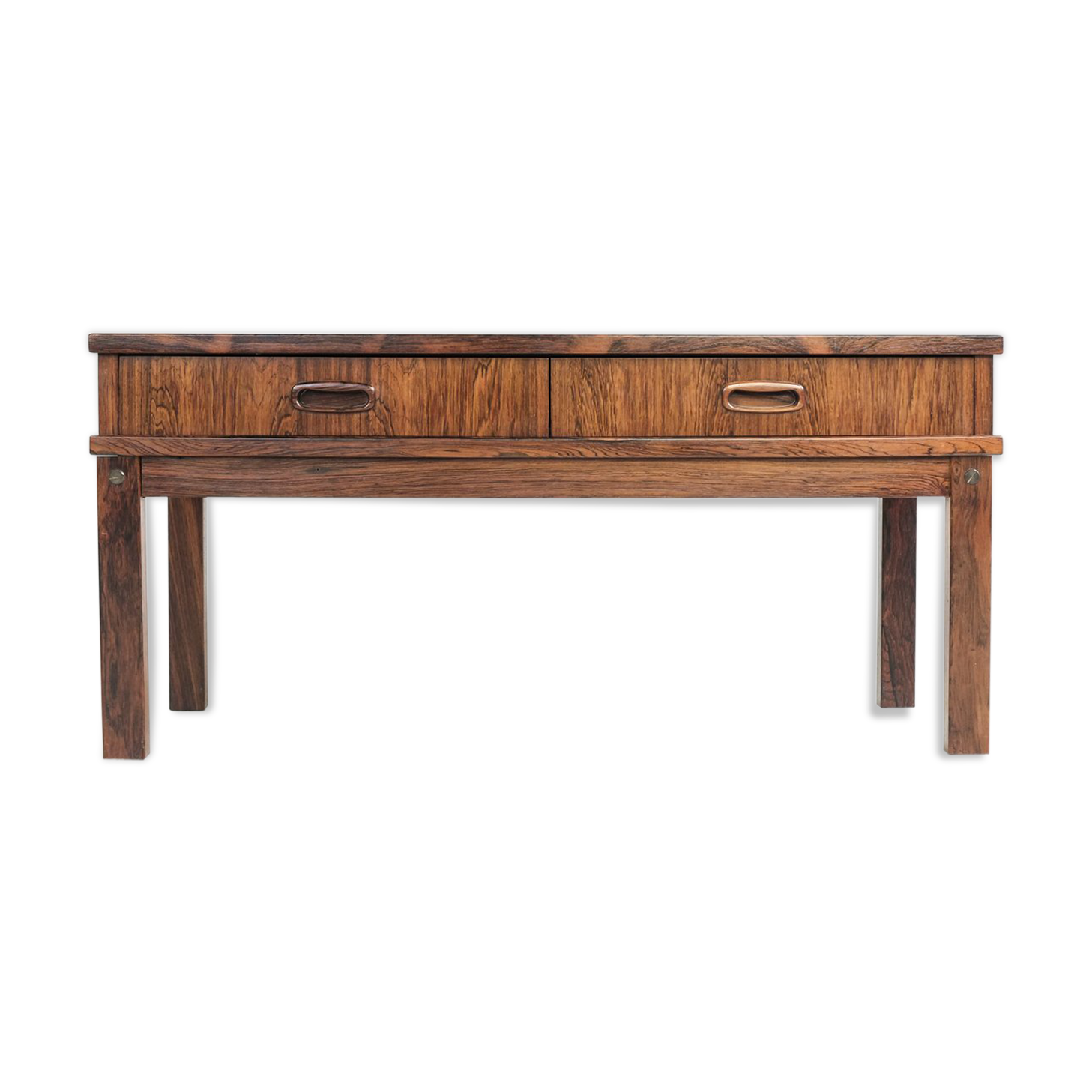 low Danish chest of 2 drawers in rosewood