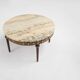 French coffee table with pink marble top and Limoges plaques, ca. 1950