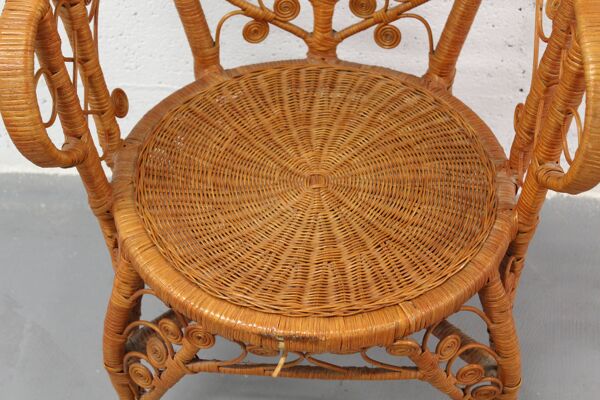 Fauteuil peacock Emmanuelle en rotin