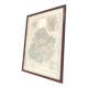 Engraved map of Sarthe wooden frame old plan of Le Mans