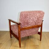 GFM-142 armchair designed by Edmund Homa from the 70s, pink long hair - 2 pieces available