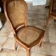 Extendable table and 6 antique caned chairs Louis XV style vintage cherry wood