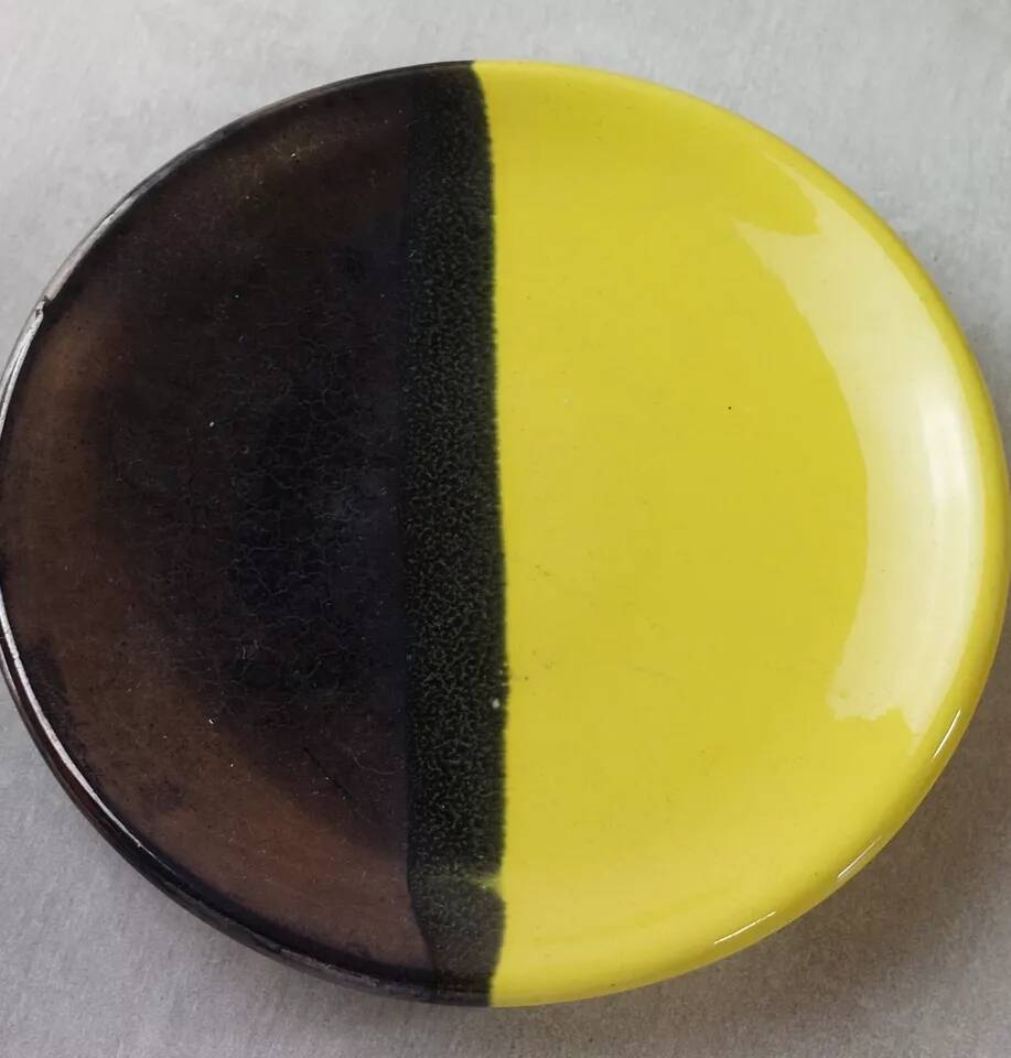 Set of 5 cups + saucers, two-tone ceramic, Luc Lucchesi, by Vall