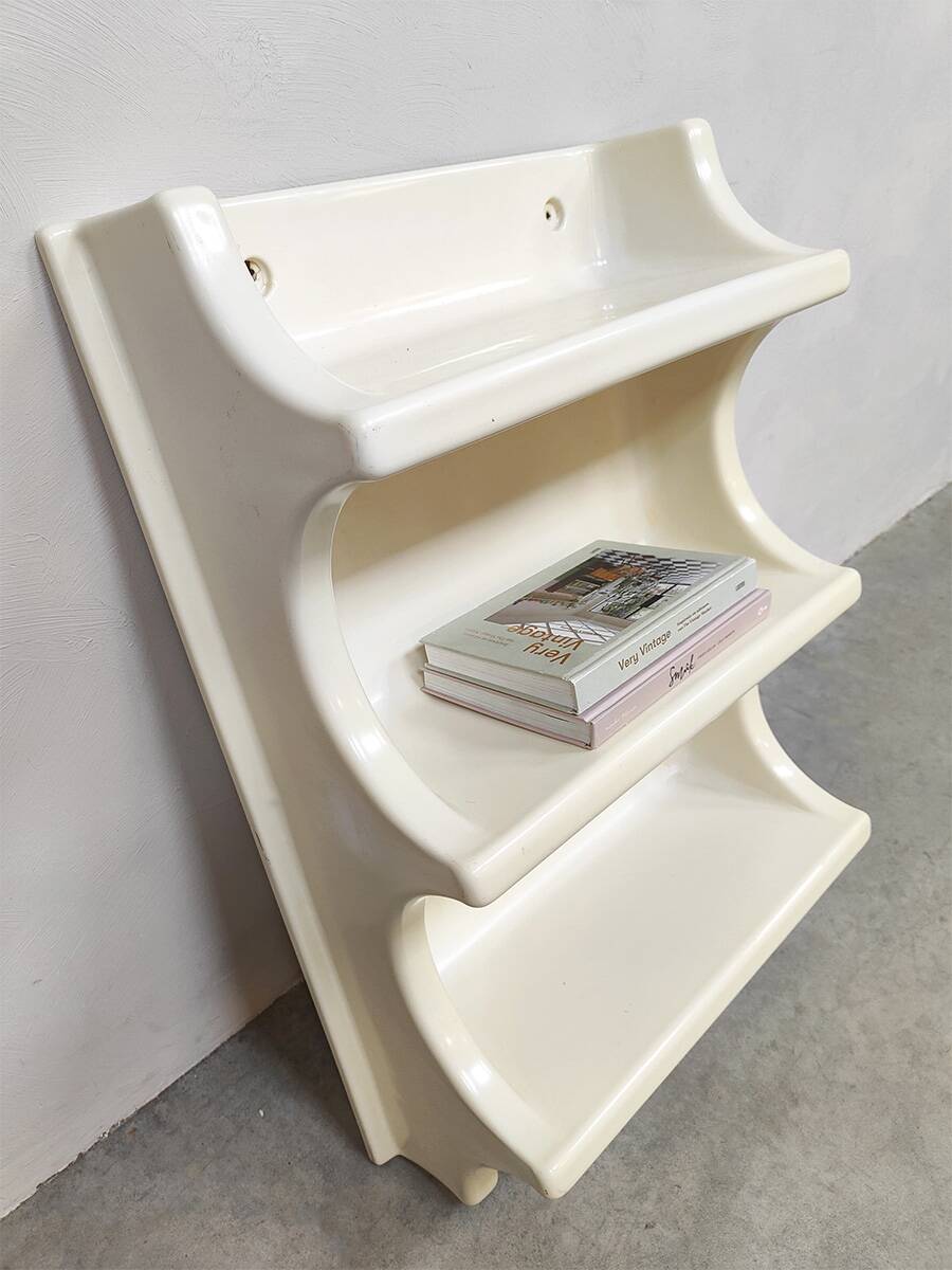 Vintage space age thermoformed plastic wall shelves 1970s