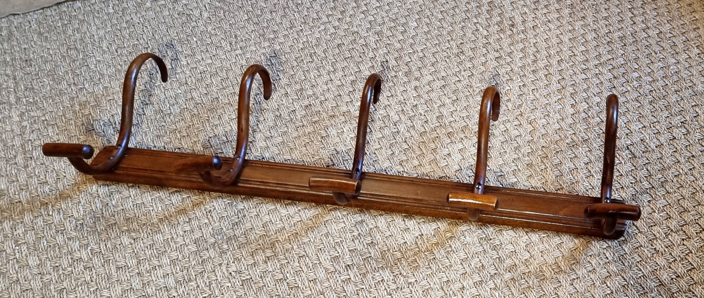 Baumann 5-hook bistro wall coat rack from the 30s