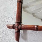Antique Faux Bamboo Mirror - French Wall Mirror with Chain, 38×44 cm