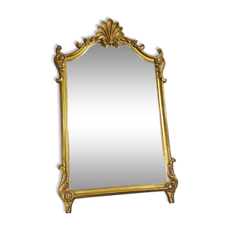 Large old Louis XV style mirror, pediment, gilded carved wood with gold leaf 123x 73 cm SB