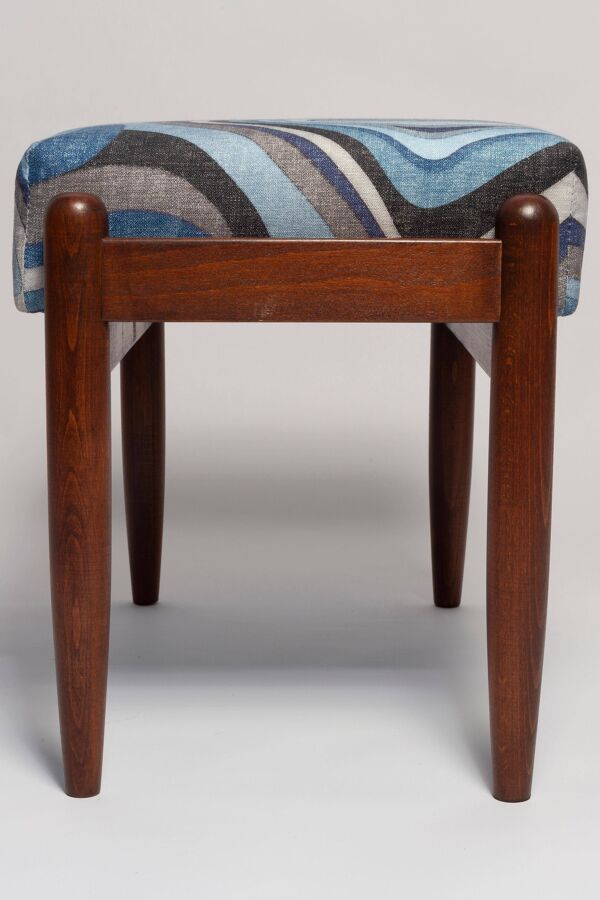 Ensemble de deux tabourets GFM en lin bleu style milieu du siècle, Edmund Homa, Europe, années 1960