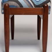 Set of two GFM stools in blue linen, mid-century style, Edmund Homa, Europe, 1960s.