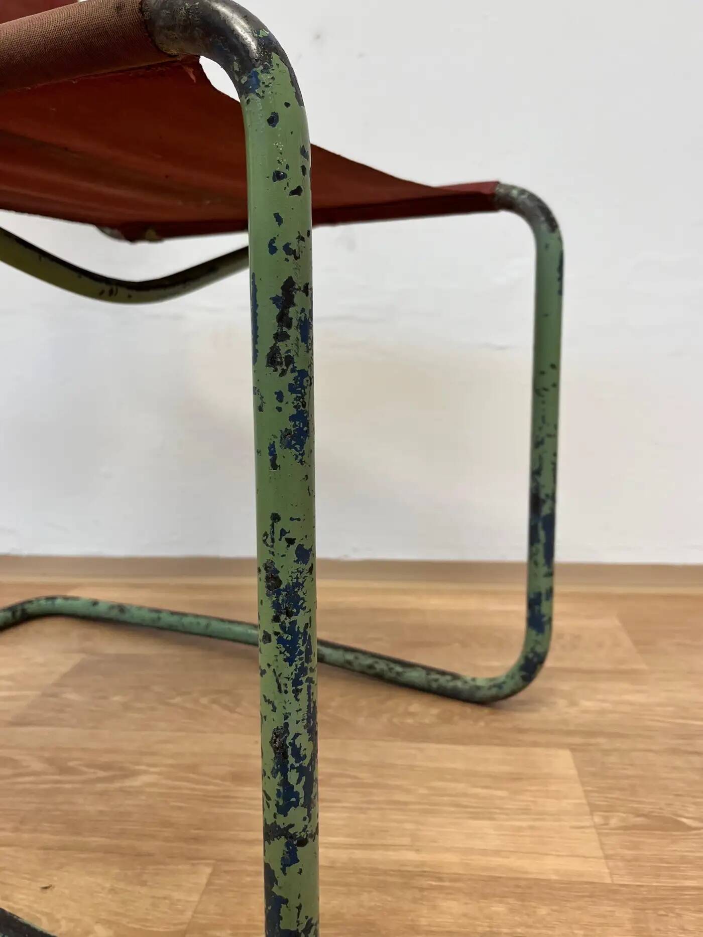 Rare Bauhaus Mart Stam tubular chair by Thonet / original green colour
