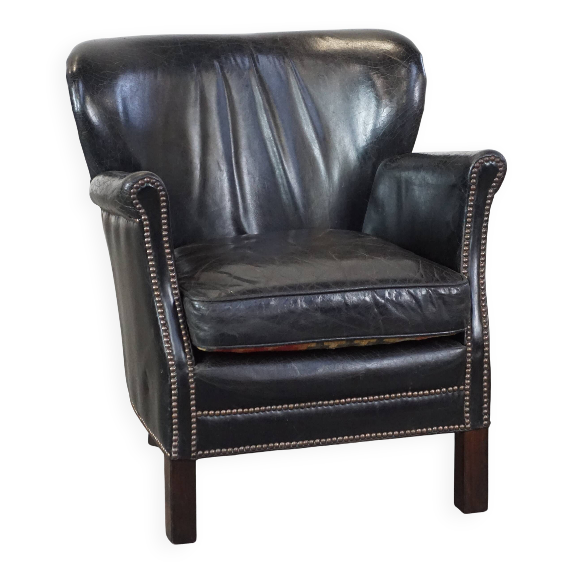 Fauteuil en cuir de vachette noir
