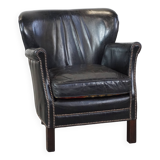 Fauteuil en cuir de vachette noir