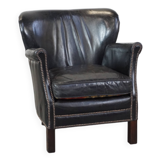 Fauteuil en cuir de vachette noir
