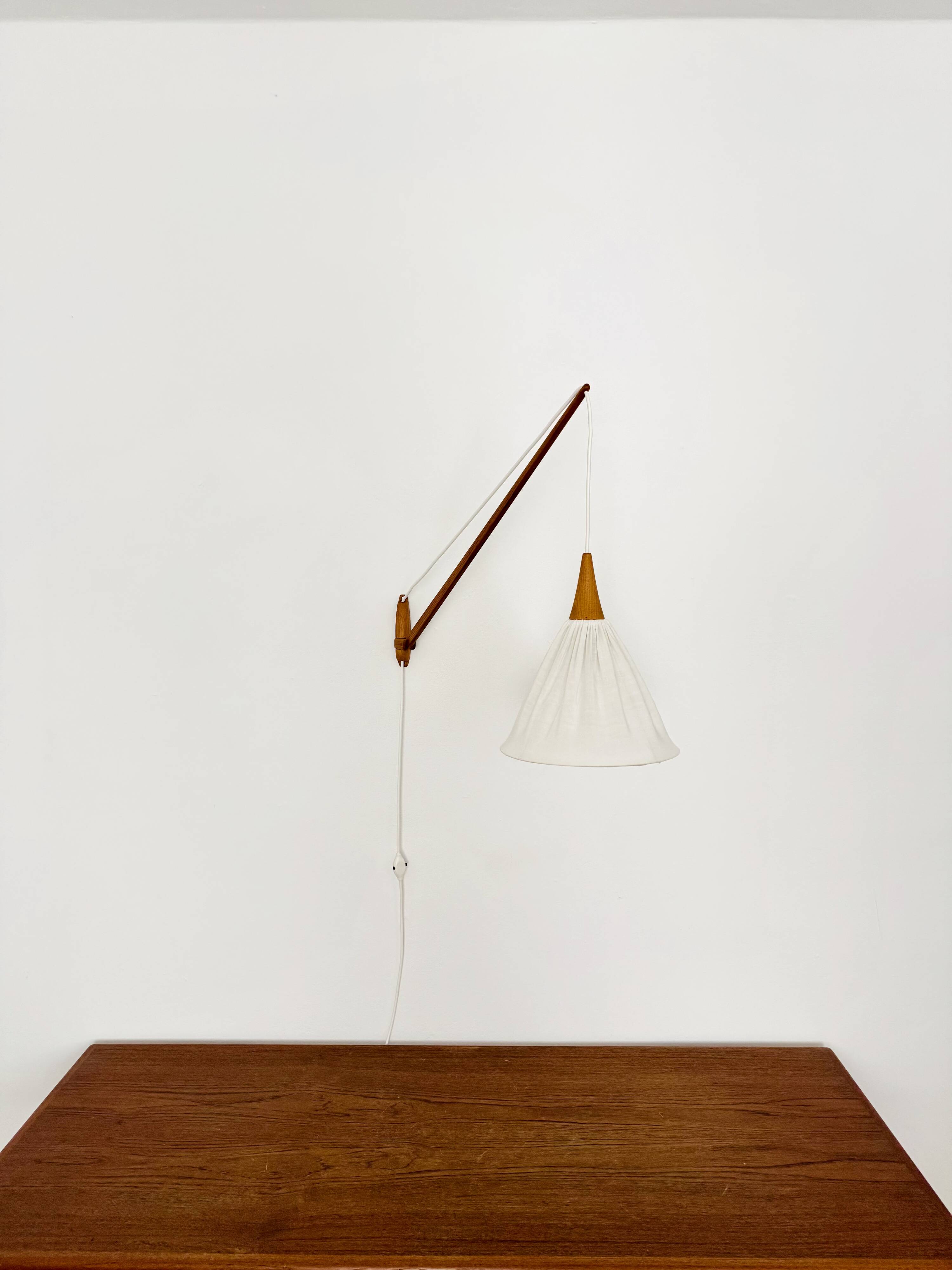 Danish Adjustable Oak Wall Lamp by Uno and Östen Kristiansson