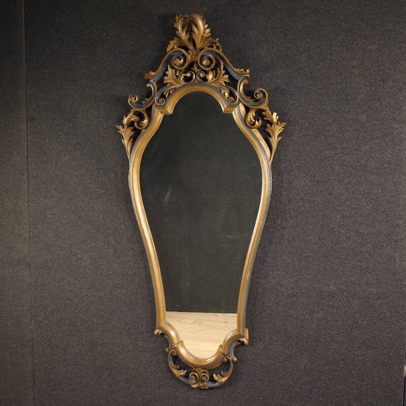 20th century Italian lacquered and gilded Louis XV style mirror