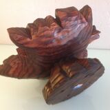 Brutalist wooden candlestick shaped vine leaf /vintage 60s-70s