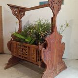 Solid teak carved swing cradle