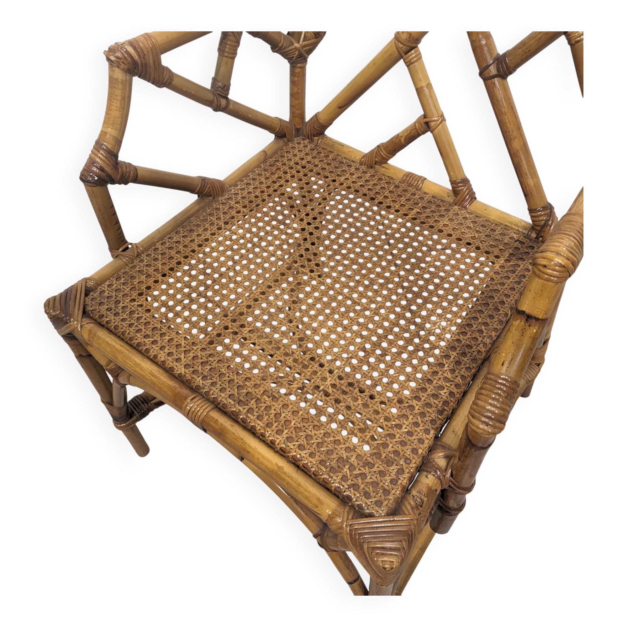 Vintage rattan and bamboo armchair