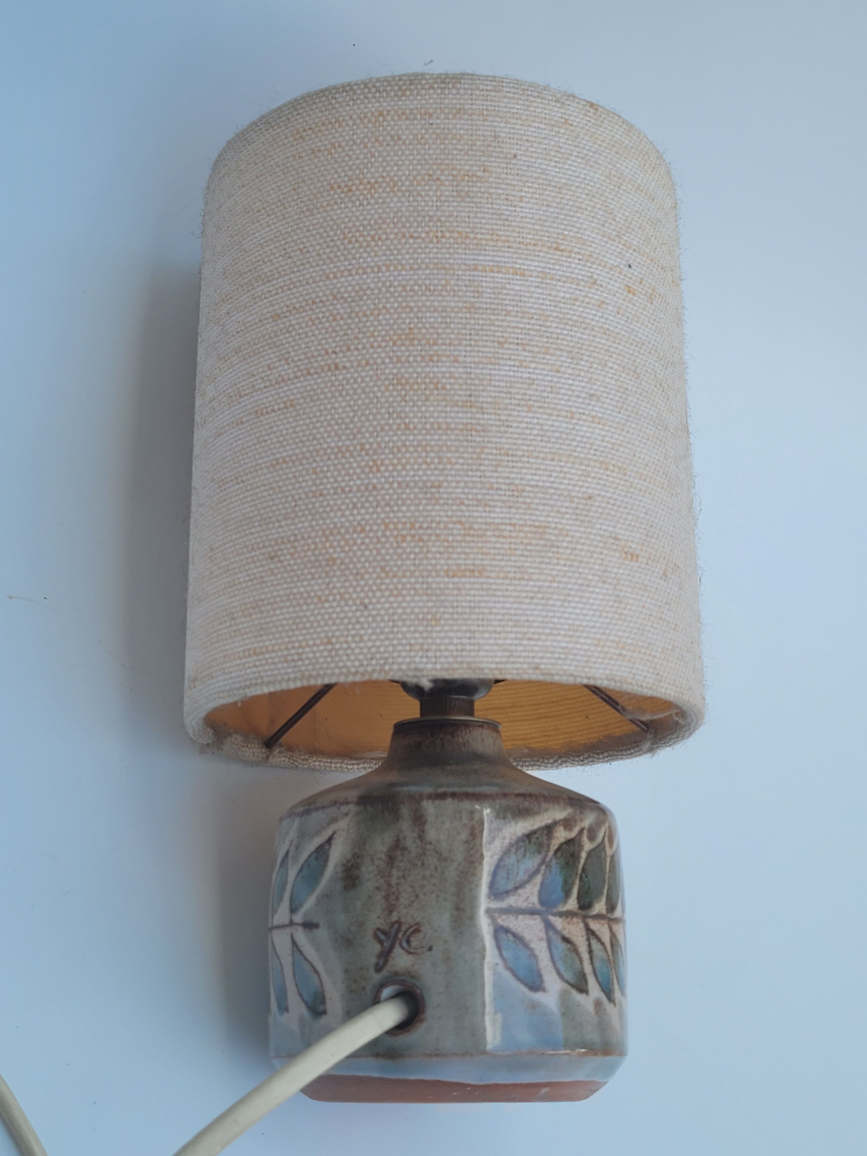 Small ceramic table lamp Vallauris signed YC Yves Clément