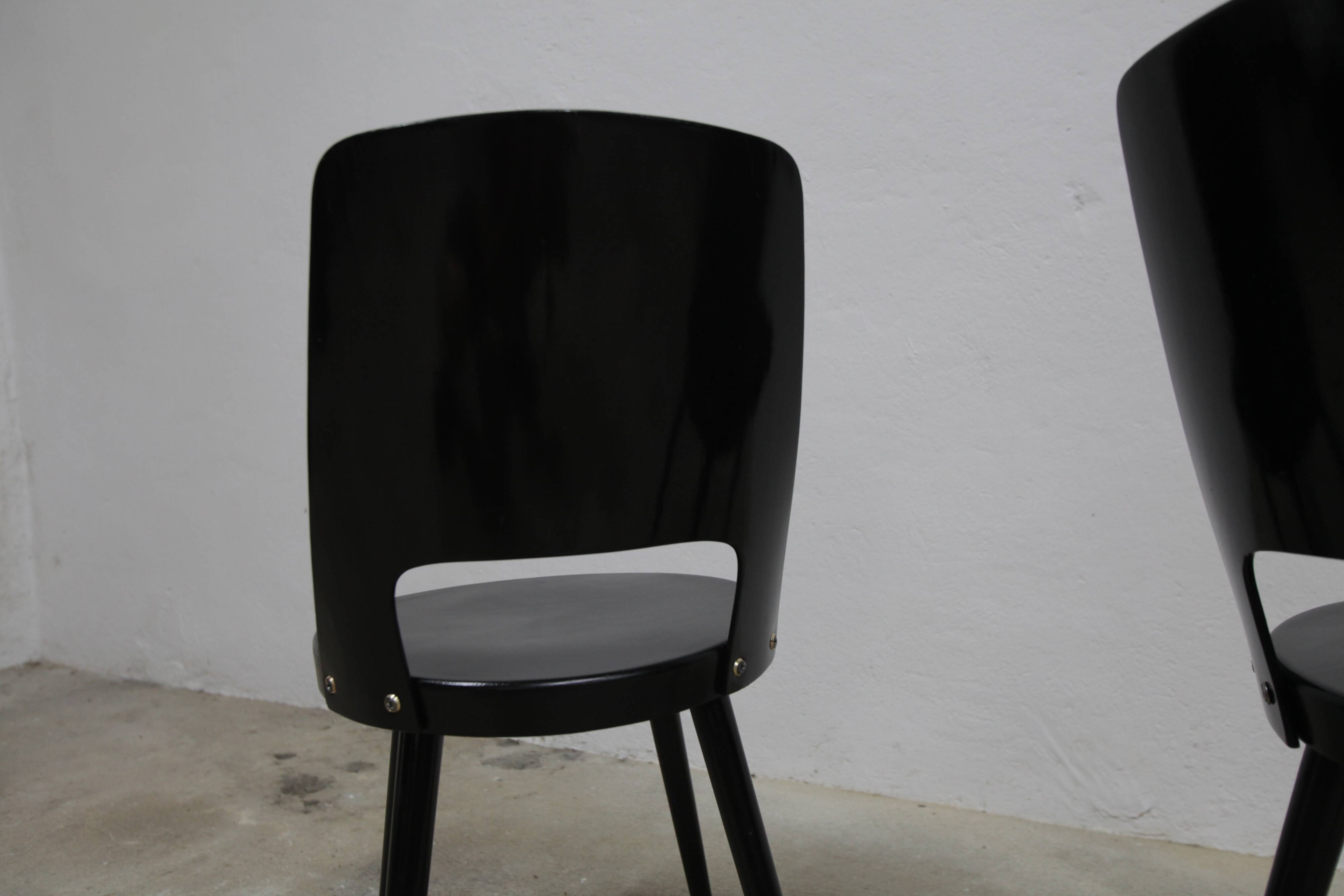 Pair of Baumann Montdor model chairs restored black 1980