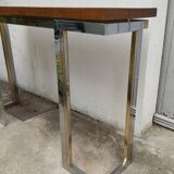 Console in chromed metal and golden brass from the 70s