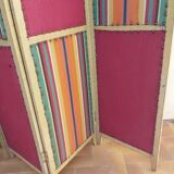 Old screen 4 sheets wood and fabric