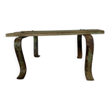 Low stool with wooden and metal slats