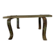 Tabouret bas  à lattes de bois et métal