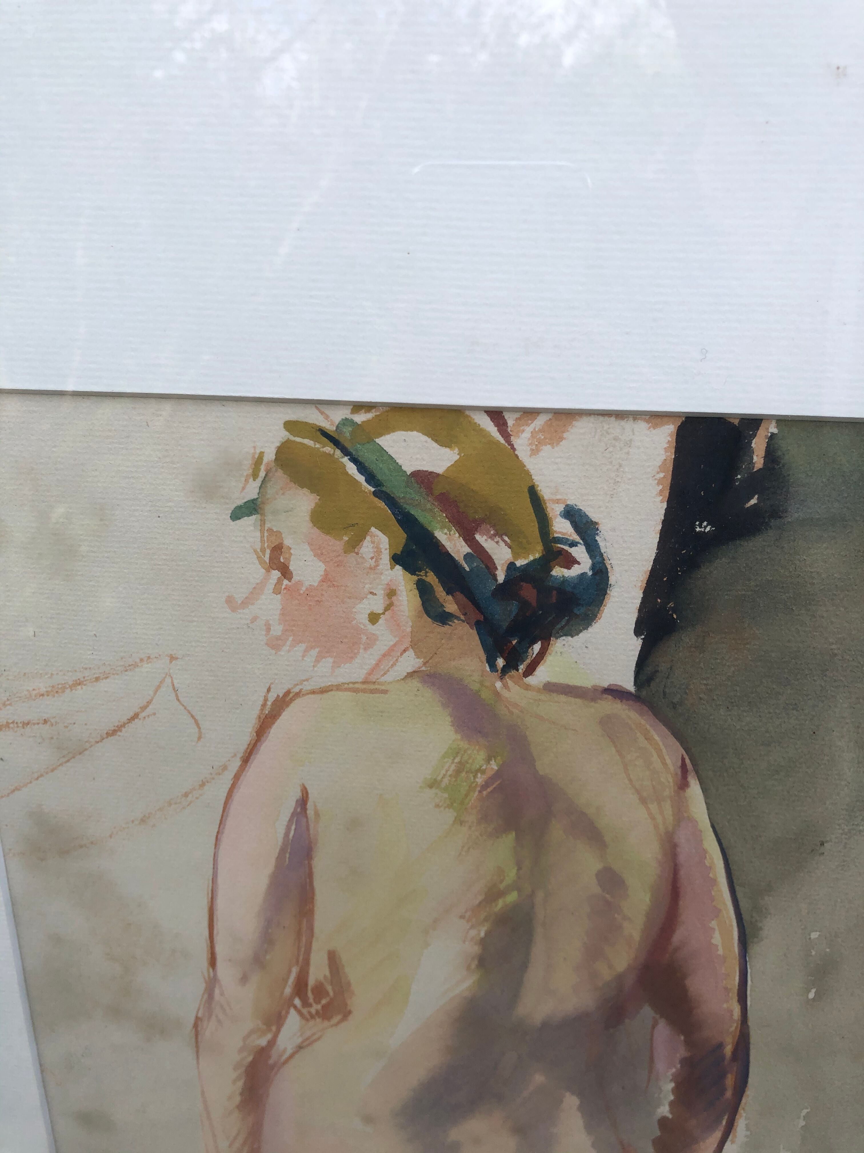 Nude watercolor by Pierre Vallet