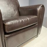 Pair of leather armchairs in French Art Deco style, 1970s