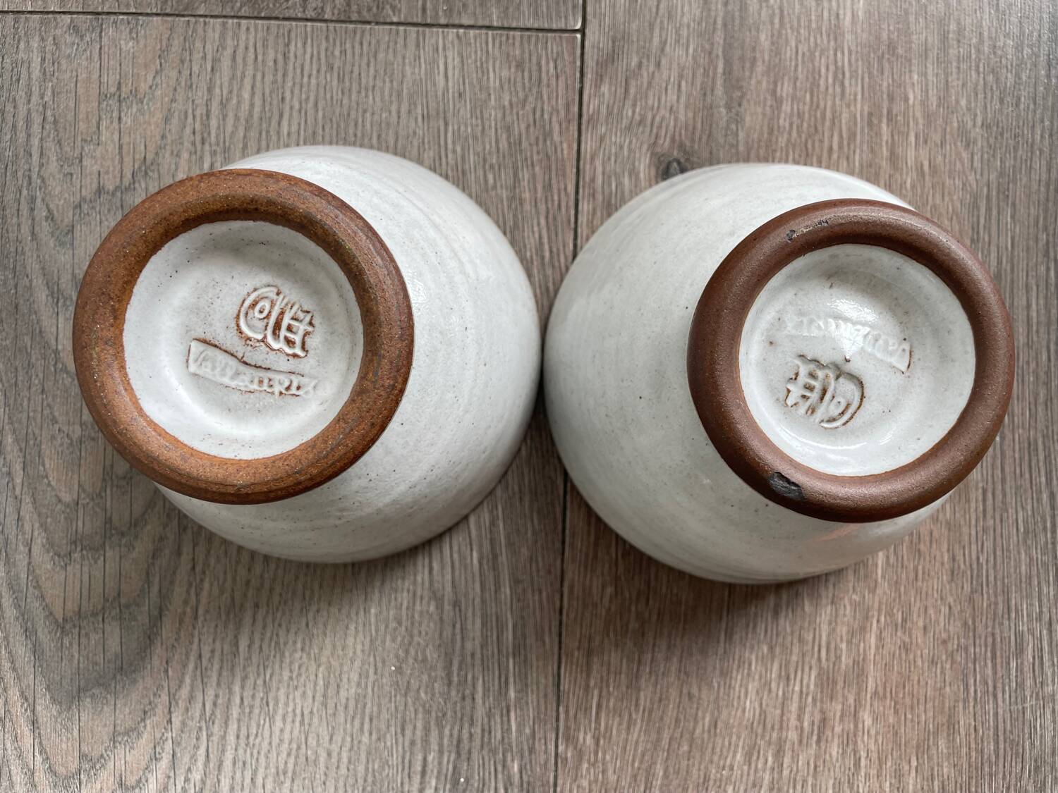 Pair of Vintage Stoneware Bowls signed ROGER COLLET ceramic France