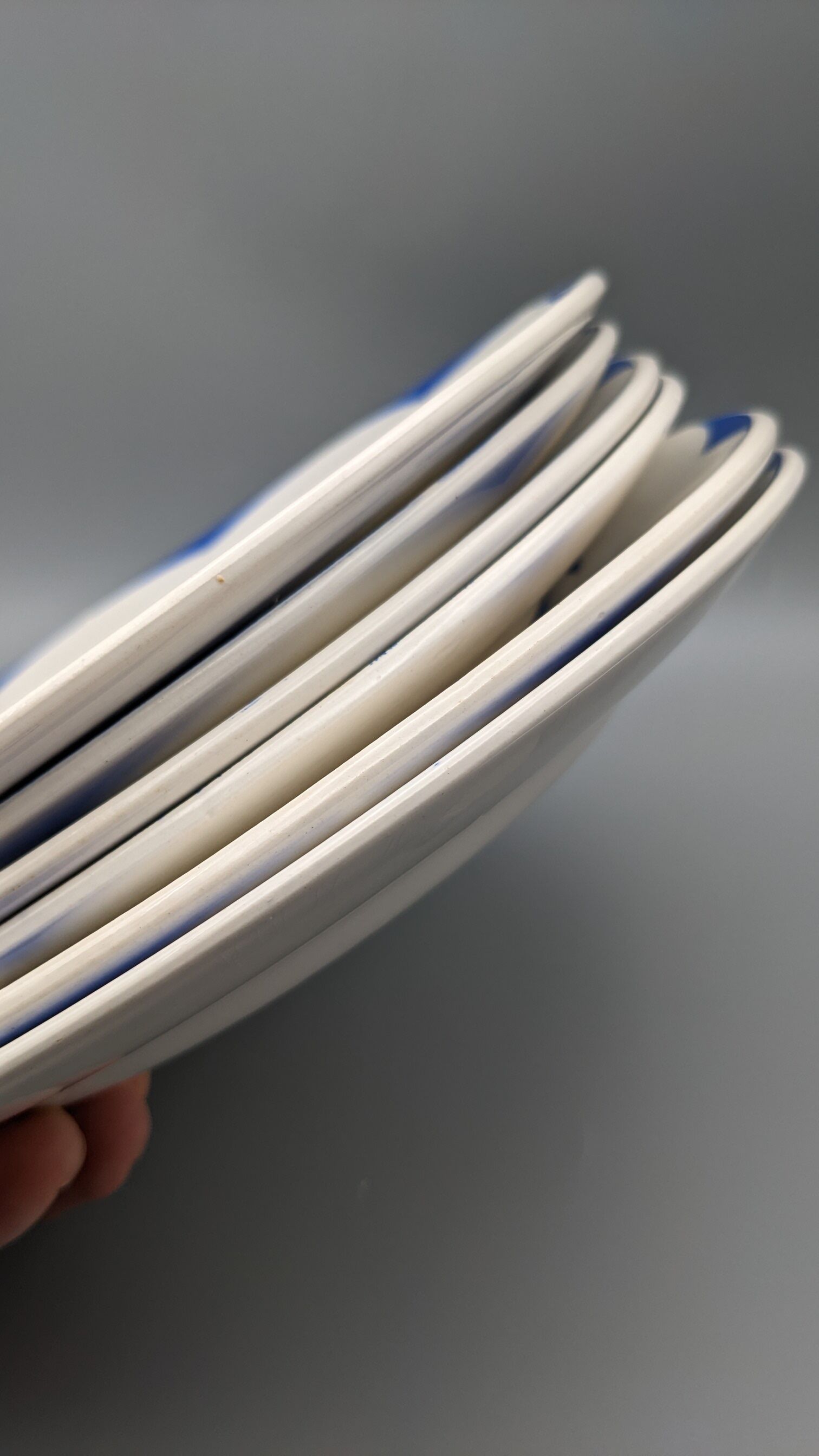 Series of 6 vintage art deco plates Digoin Sarreguemines Corsica blue flowers