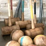 Old wooden croquet game