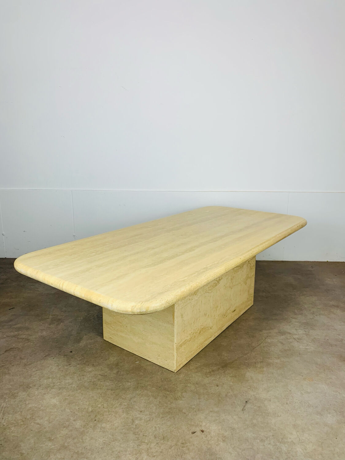 Rectangular travertine coffee table