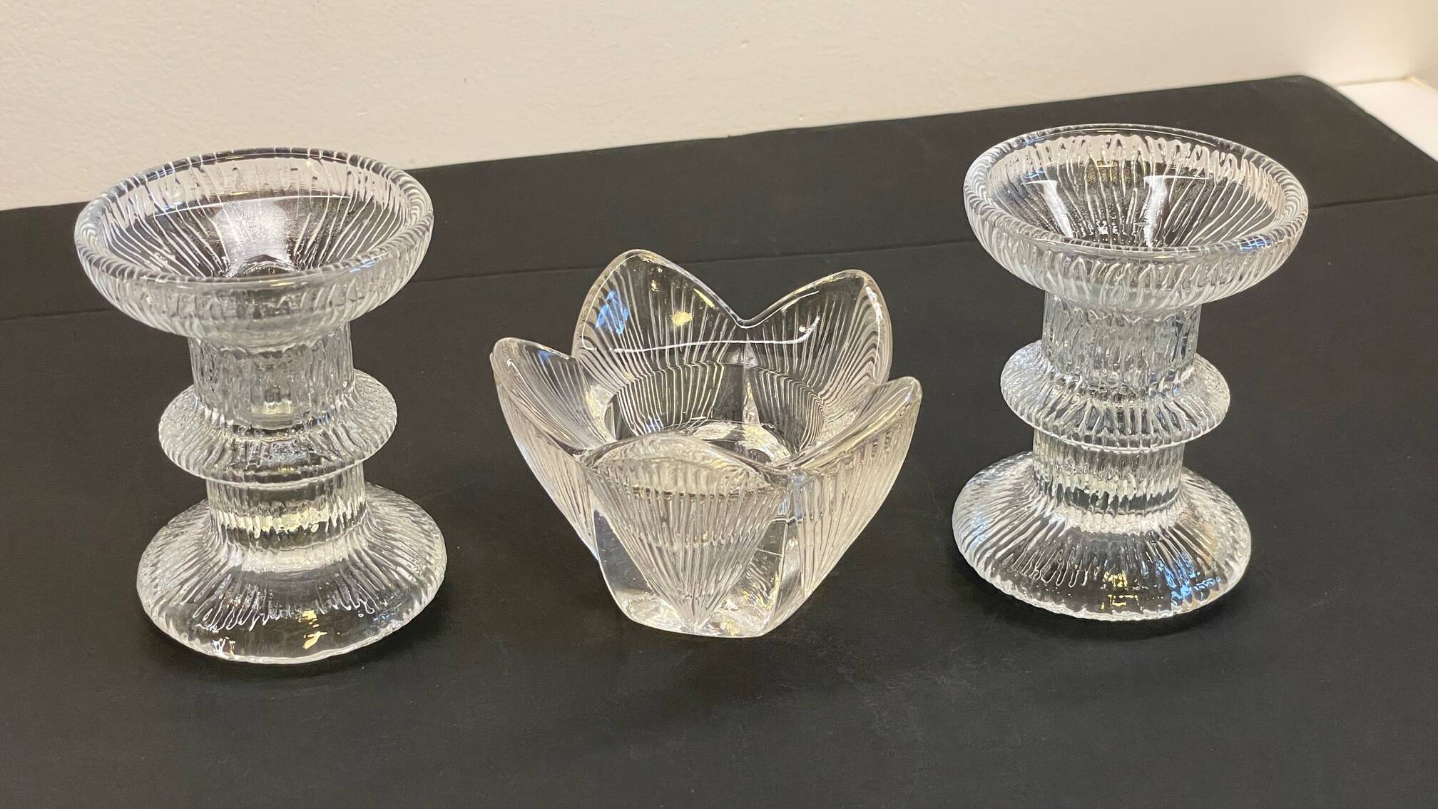 Vintage-style crystal candlesticks in the style of LITTLA