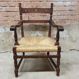 Vintage armchair in ash and cane