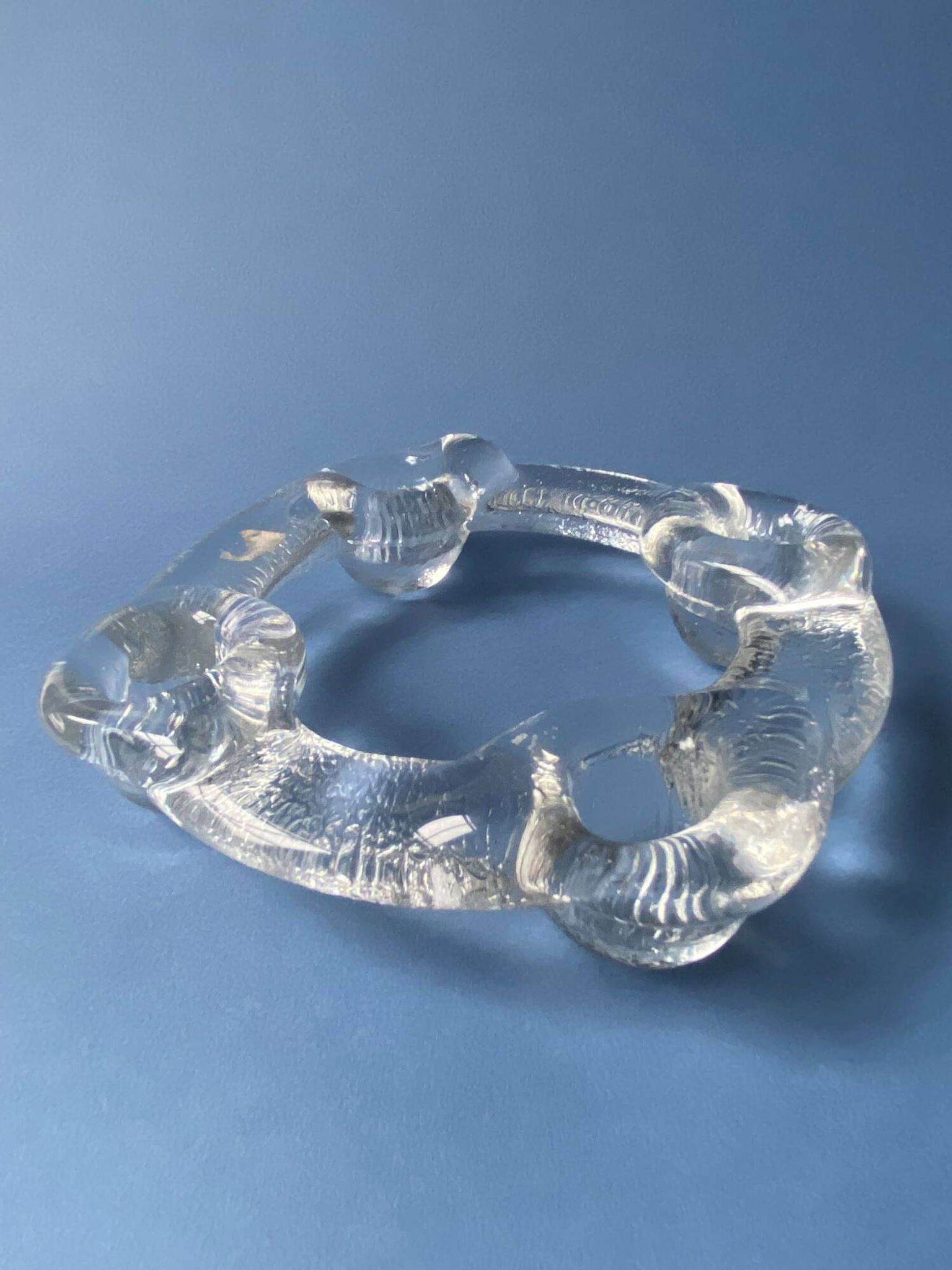 Pukeberg Scandinavian vintage glass candle holder from the 70s