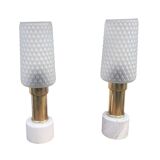 A pair of bedside lamps with a marble base, VEB Narva Leuchtenbau Lengefeld Germany, 1960s.